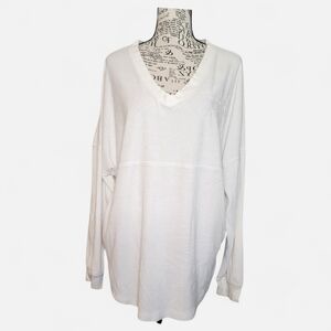 PINK Victoria's Secret White V-Neck Sweatshirt